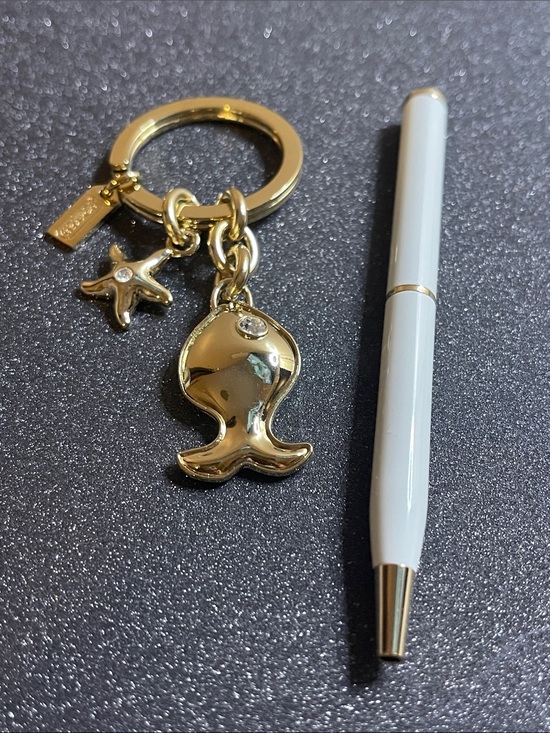 Coach Accessories - Coach Gold Fish Charm Keychain with Star Accent and Coach Pen